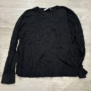 Loft black sweater light striped sweater Petite Size L